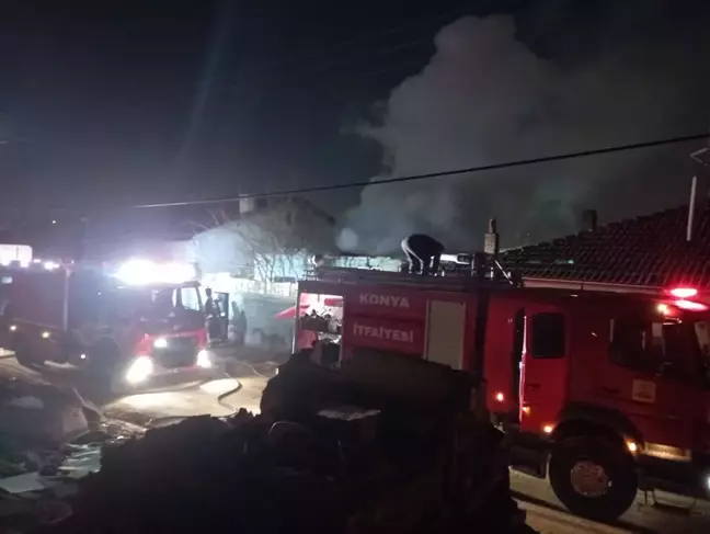Konya'da Metruk Kerpiç Evde Yangın Çıktı