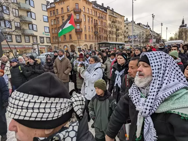 Stockholm'de İsrail'in Gazze'deki etnik temizliğine karşı protesto