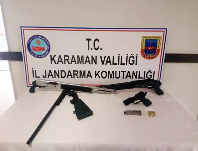 Karaman'da Otomobilde Tüfek ve Tabanca Ele Geçirildi
