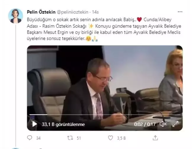 Rasim Öztekin'in Adı Alibey (Cunda) Adası'nda yaşayacak