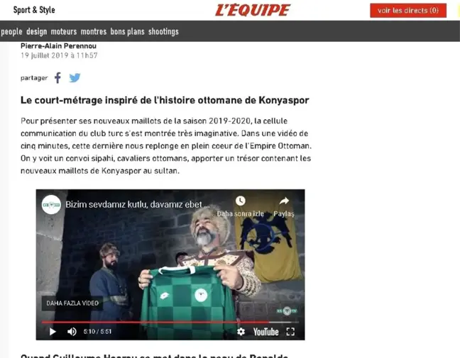 Konyaspor forma tanıtım filmi, Fransa'da en iyiler listesinde