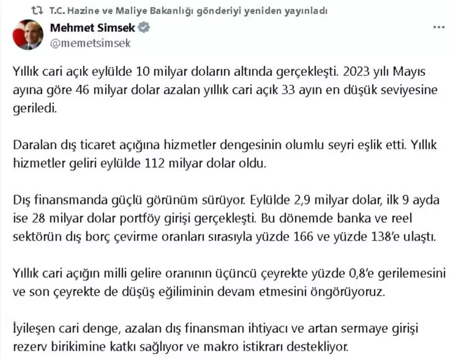 Yıllık Cari Açık 33 Ayın En Düşük Seviyesine Geriledi