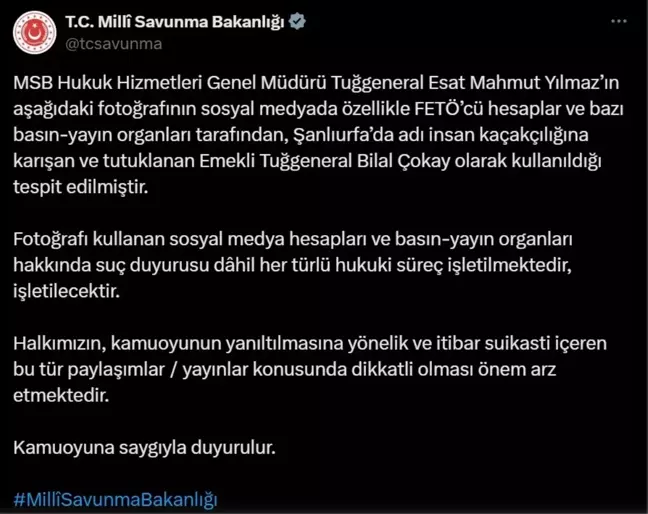 MSB, Tuğgeneralin fotoğrafının yanlış kullanılmasıyla ilgili suç duyurusunda bulunacak