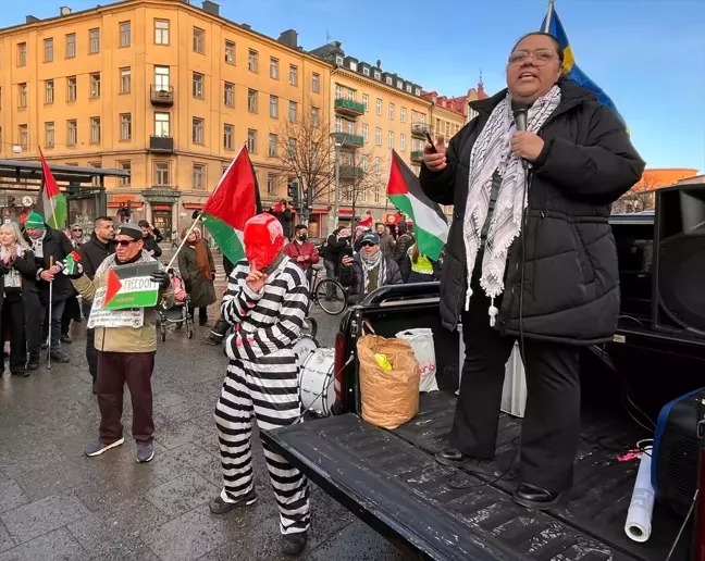 Stockholm'de Gazze Soykırımı'na Karşı Protesto