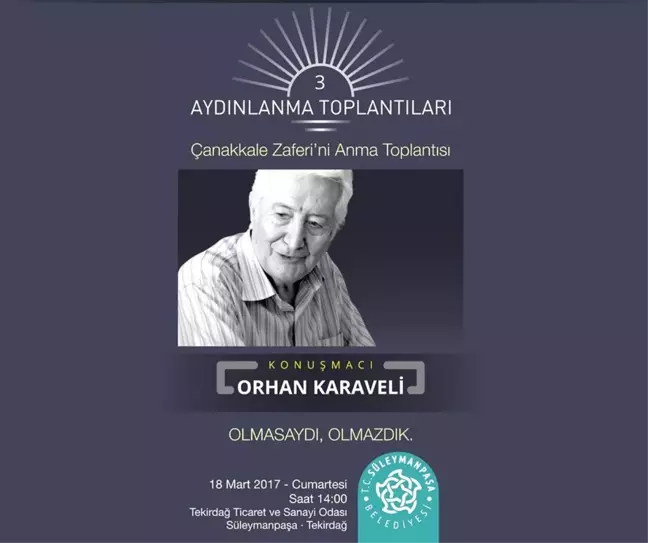 Aydınlanma Toplantıları'nda Orhan Karaveli Süleymanpaşalılar ile Buluşacak