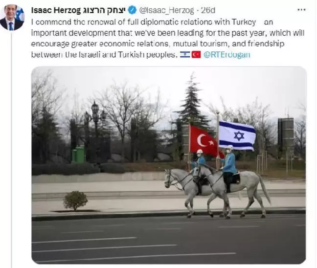 İsrail Cumhurbaşkanından 'karşılıklı büyükelçi atama' açıklaması
