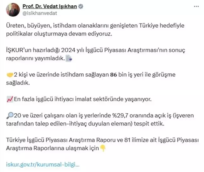 İşgücü Piyasası Araştırması: En Fazla İhtiyaç İmalat Sektöründe