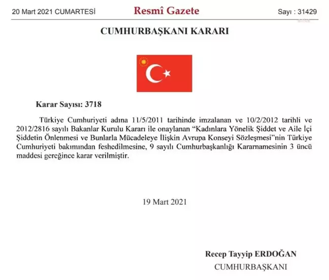 Danıştay'dan İstanbul Sözleşmesi Kararı: