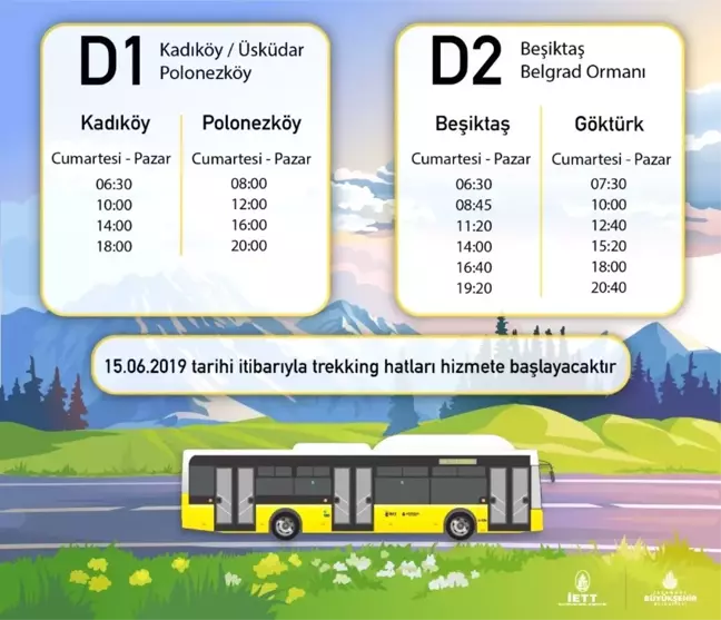 İETT'nin trekking hatları 15 Haziran'da sefere başlıyor
