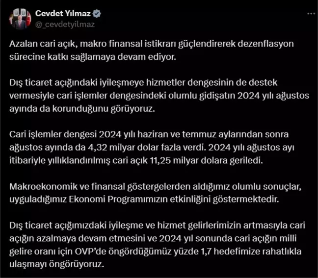 Cari Açıkta İyileşme Beklentisi