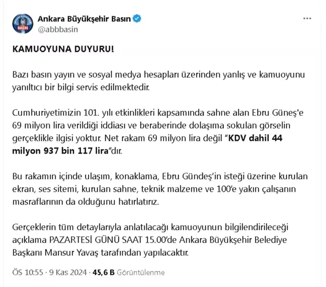 Ebru Güneş'e 69 Milyon Lira İddiası Yalanlandı