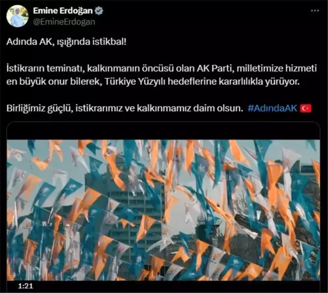 Emine Erdoğan'dan AK Parti 8. Olağan Büyük Kongresi paylaşımı: 