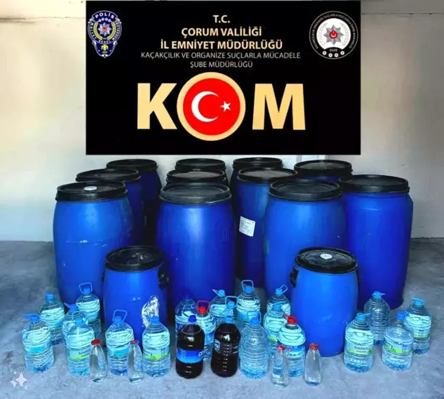 Çorum Alaca'da Kaçak İçki Operasyonu: 3 Bin Litre Kaçak İçki Ele Geçirildi