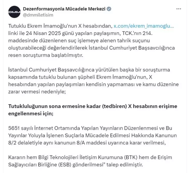 İmamoğlu'nun X Hesabına Erişim Engeli Getirildi
