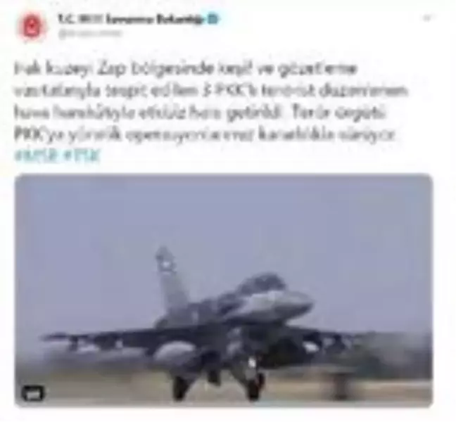 MSB: Irak kuzeyinde 3 PKK'lı terörist etkisiz hale getirildi