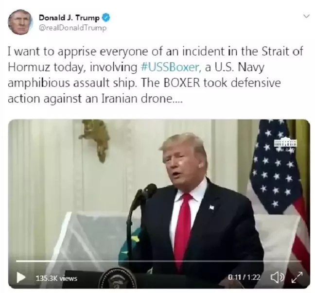 Trump: Hürmüz Boğazı'nda İran'a ait drone düşürdük