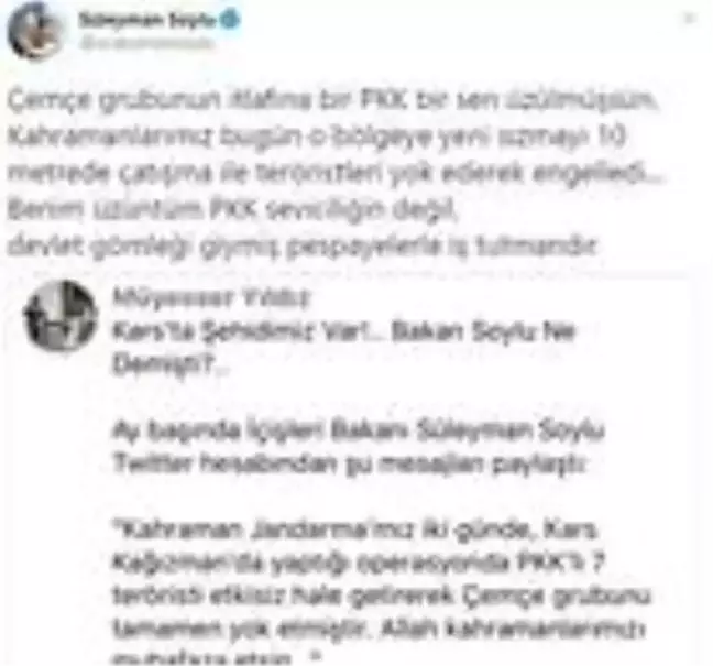 İçişleri Bakanı Soylu'dan Müyesser Yıldız'a tepki