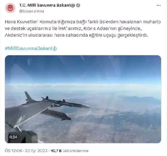 Milli Savunma Bakanlığı, Kıbrıs Adası'nda eğitim uçuşu gerçekleştirdi