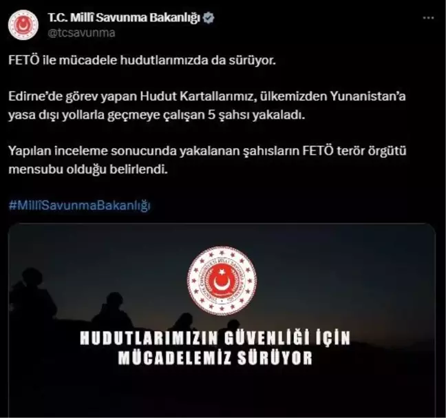 Hudut Kartalları, FETÖ üyesi 5 kişiyi yakaladı