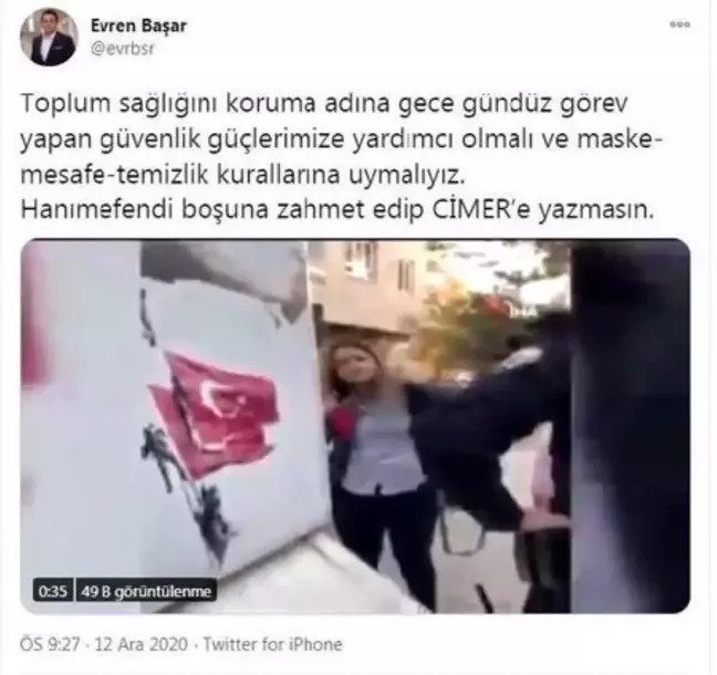 Maske takmayan kadına CİMER'den yanıt: Zahmet edip yazmasın