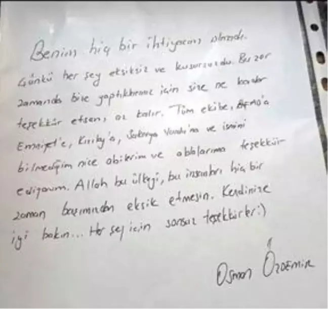 Sakarya'da karantina süresi biten misafirlerden görevlilere teşekkür mektubu