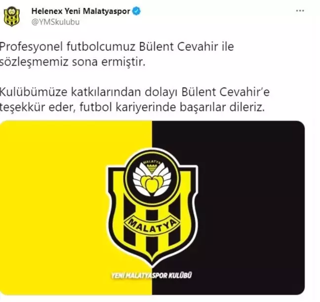 Yeni Malatyaspor'dan Bülent Cevahir'e teşekkür paylaşımı