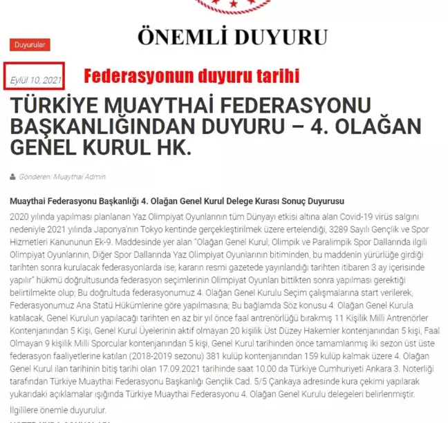 Muaythai Federasyonu, Spor Bakanlığı'nı solladı!
