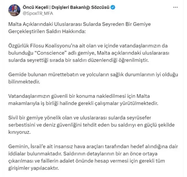Saldırıya Uğrayan Gemide Türk Vatandaşları da Bulunmakta