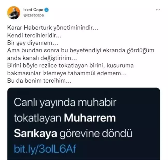 İzzet Çapa'dan Muharrem Sarıkaya tepkisi
