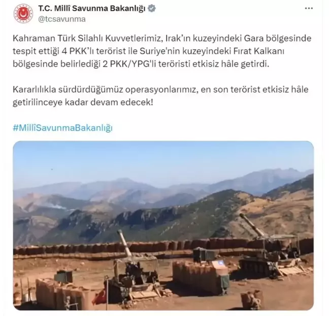 Türk Silahlı Kuvvetleri, PKK'lı 6 Teröristi Etkisiz Hale Getirdi