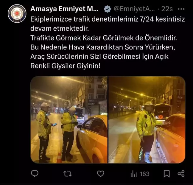 Amasya Emniyetinden Yaya Güvenliği Uyarısı