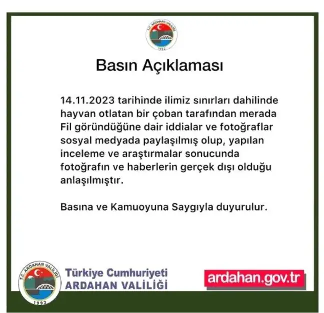 Ardahan'da Fil İddiası