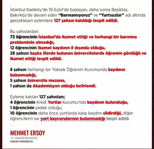 İçişleri Bakan Yardımcısı Ersoy: 