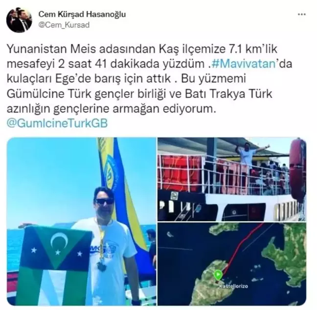 Yunanistan'dan Türkiye'ye yüzerek geçti
