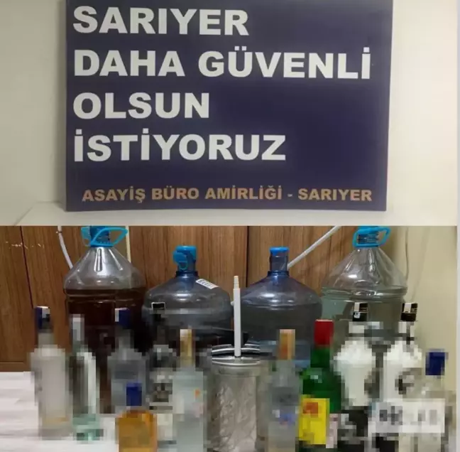 Sarıyer'de ev görünümlü sahte alkol imalathanesine baskın kamerada