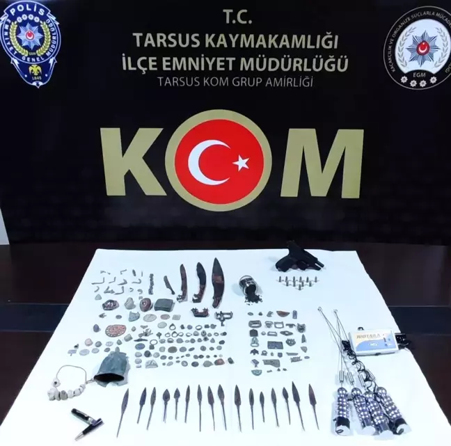 Tarsus'ta Roma dönemine ait 159 parça tarihi eser ele geçirildi
