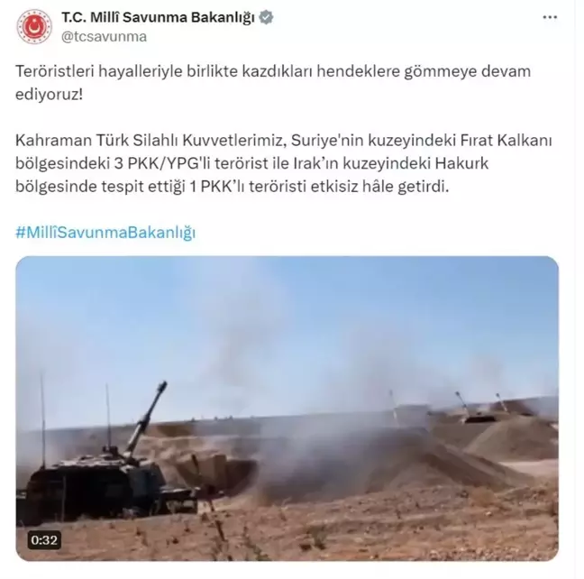 MSB'den PKK/YPG'li teröristlere operasyon