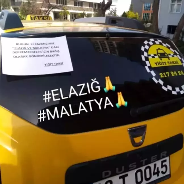 Taksi durağı bir günlük gelirini Elazığ'a bağışladı