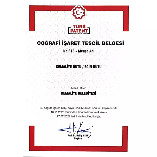 Kemaliye dutu coğrafi işaret aldı