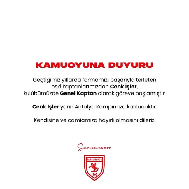 Samsunspor efsanesi geri döndü