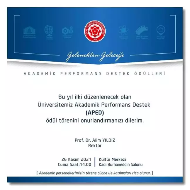 Üniversitemiz Akademik Performans Destek Ödülleri Töreni