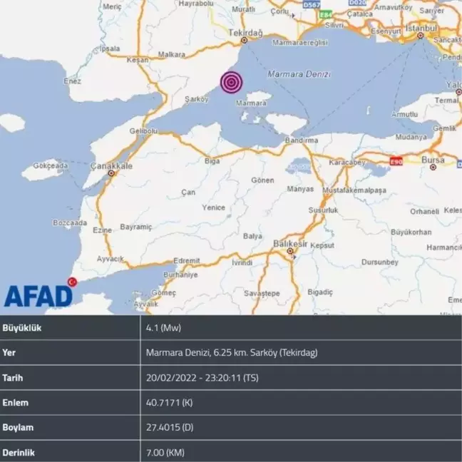 Marmara Denizi'ndeki deprem Tekirdağ'da da hissedildi