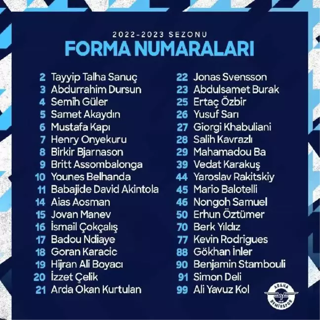 Adana haberi! Adana Demirspor'da forma numaraları belirlendi