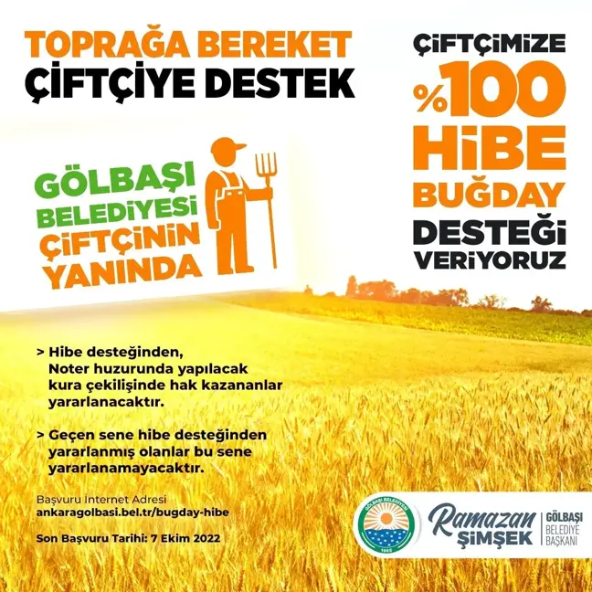 Ankara haber: Gölbaşı Belediyesi'nden çiftçiye buğday tohumu desteği