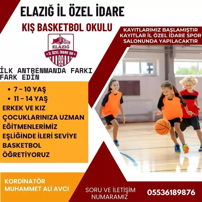 Elazığ İl Özel İdare Spor Kulübü Kış Basketbol Spor Okulu Kayıtlarına Başladı
