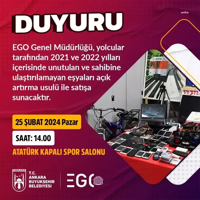 Ankara'da Unutulan Eşyalar Açık Artırmayla Satılacak