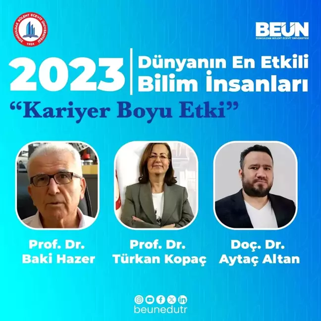 Zonguldak Bülent Ecevit Üniversitesi'nden 9 Akademisyen Dünyanın En Etkili Bilim İnsanları Listesinde