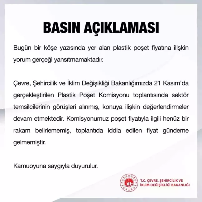 Bakanlık Plastik Poşet Fiyatıyla İlgili Açıklama Yaptı