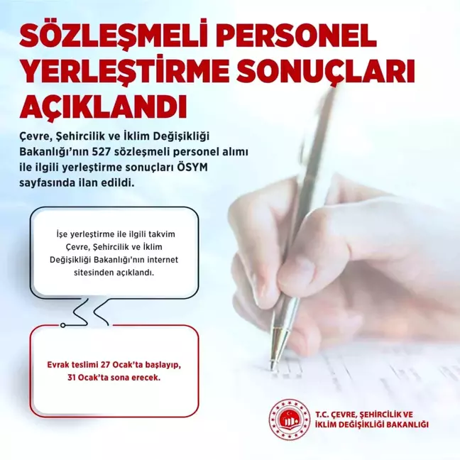 Çevre Bakanlığı'na 527 Sözleşmeli Personel Alımı Sonuçları Açıklandı