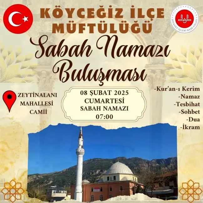 Köyceğiz'de Sabah Namazı Buluşması 8 Şubat'ta